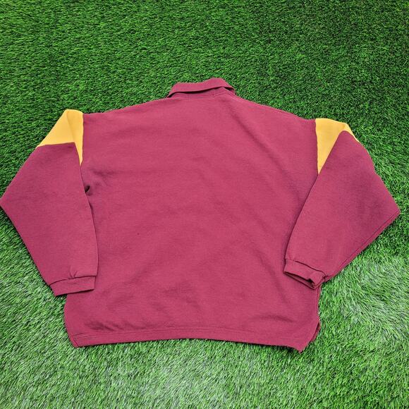 Vintage 80s MOD Collared Sweatshirt XL 23x25 Colorblock - Picture 4 of 14